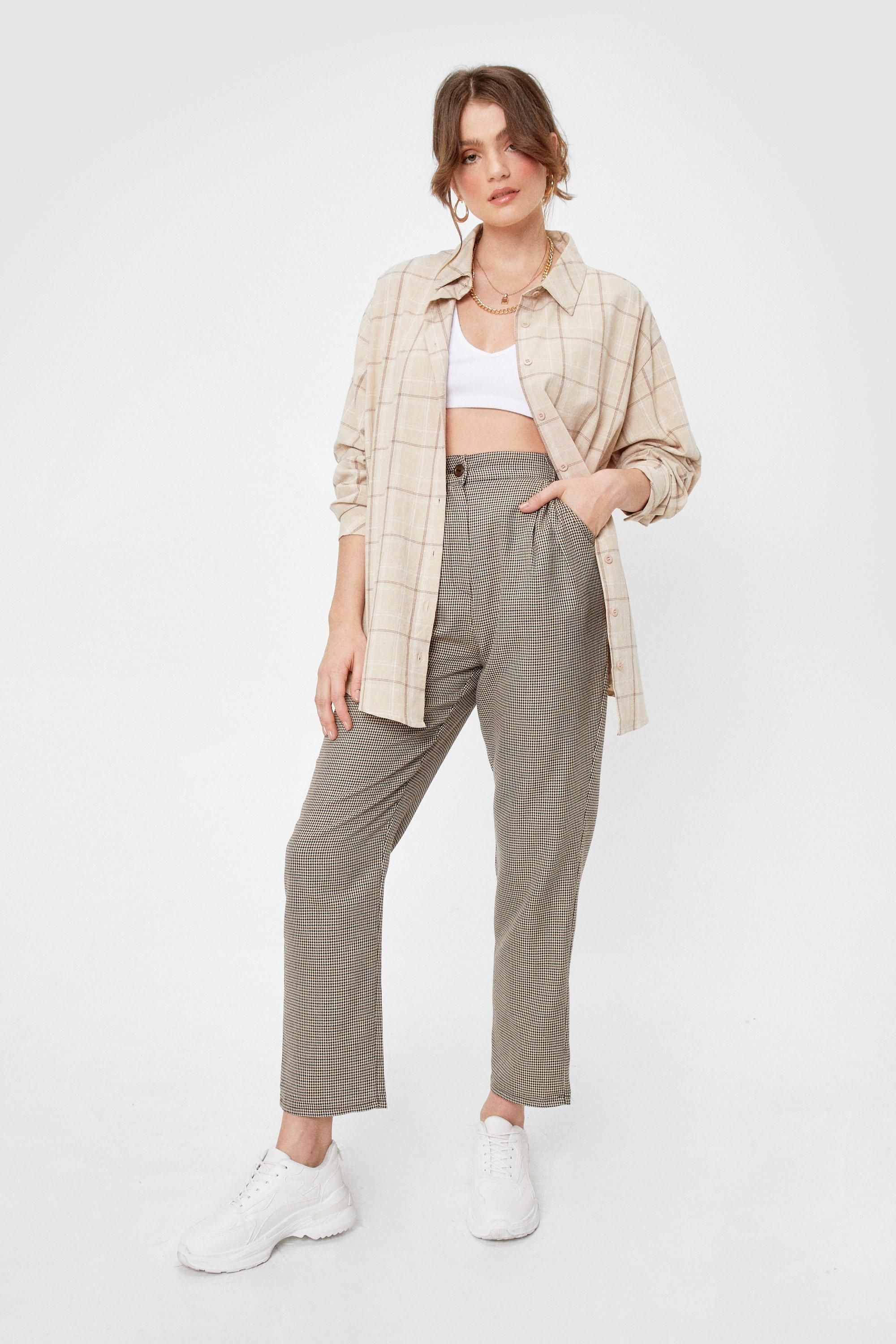 Womens The Houndstooth Hurts Tapered Pants - Brown | NastyGal (US & CA)