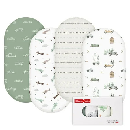 Gllquen Baby Fitted Bassinet Sheets Set 4-Pack For Newborn Infant Baby Boys Girls, Cars | Walmart (US)
