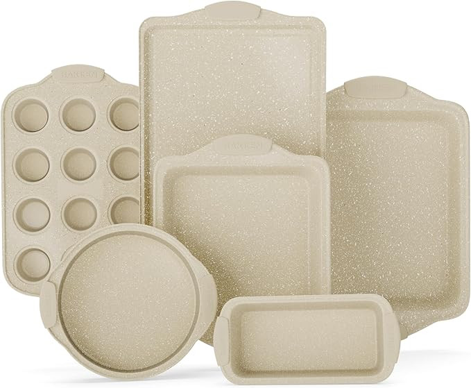 6-Piece Deluxe Nonstick Baking Pan Set - Professional Grade Carbon Steel Bakeware with White Marb... | Amazon (US)