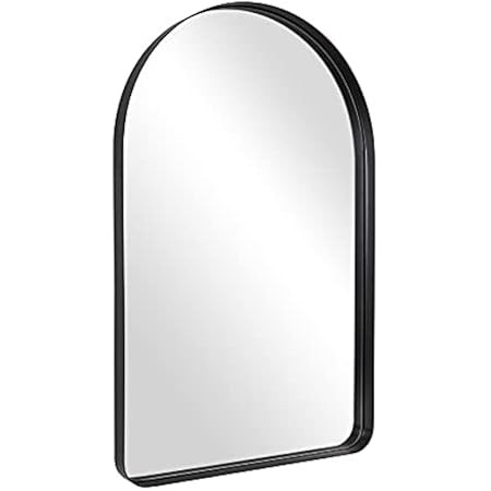 BEAUTYPEAK Wall Mounted Mirror, 24"x36" Arch Bathroom Mirror, Black Vanity Wall Mirror w/ Metal Fram | Amazon (US)