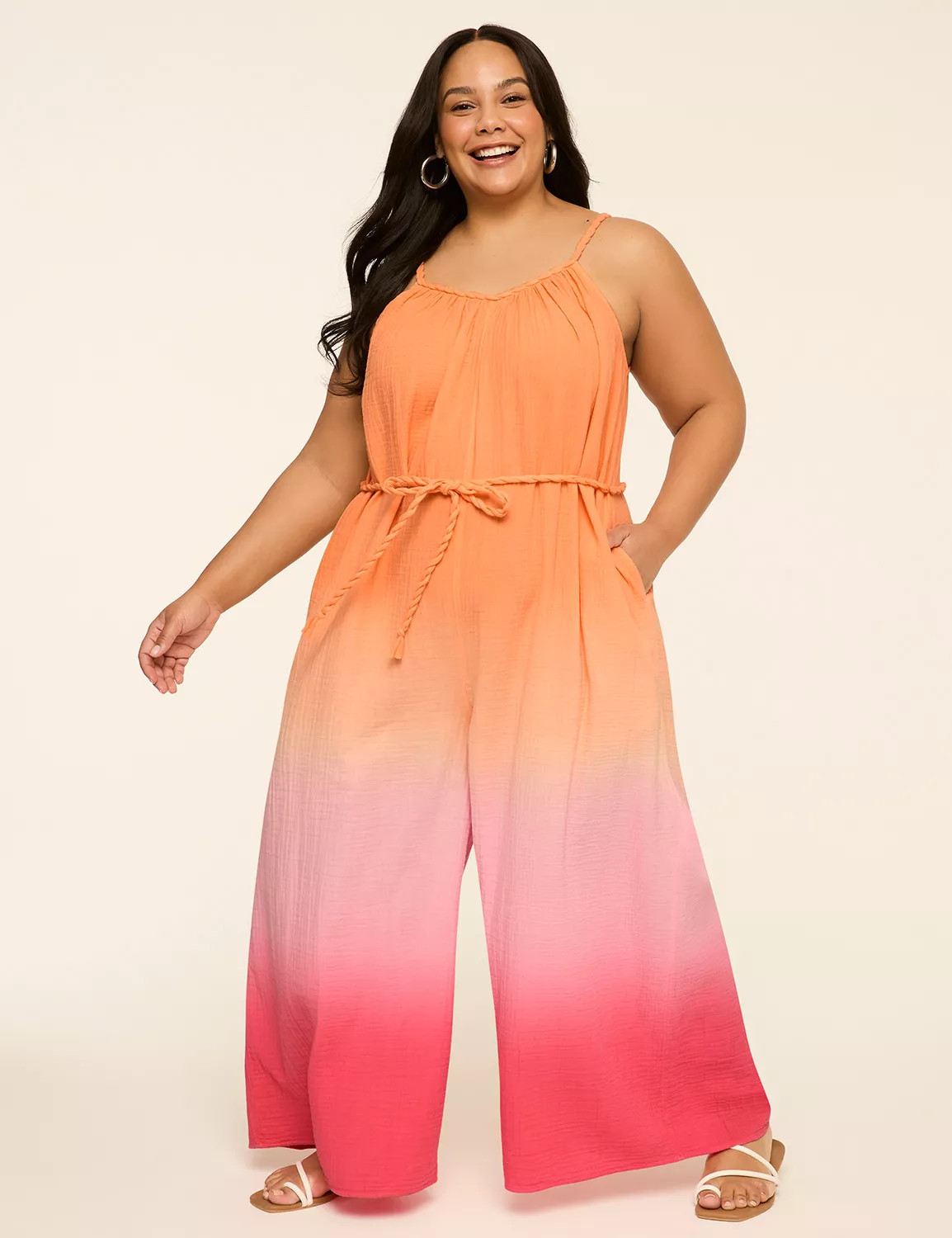Braided-Strap Wide Leg Jumpsuit | Lane Bryant (US)