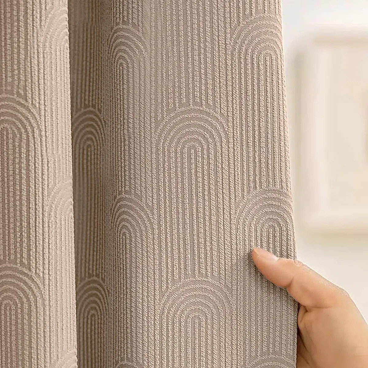 Linen Blend Shower Curtain With Arch Textured Pattern For Modern Bathroom Decor | Wayfair North America