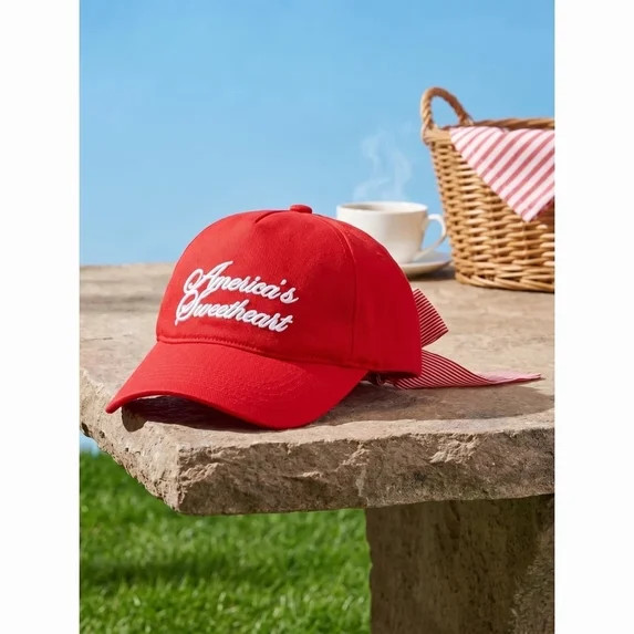 Women’s "America’s Sweetheart" Embroidered Baseball Hat, Red Cotton Adjustable Sun Cap, Patri... | Walmart (US)