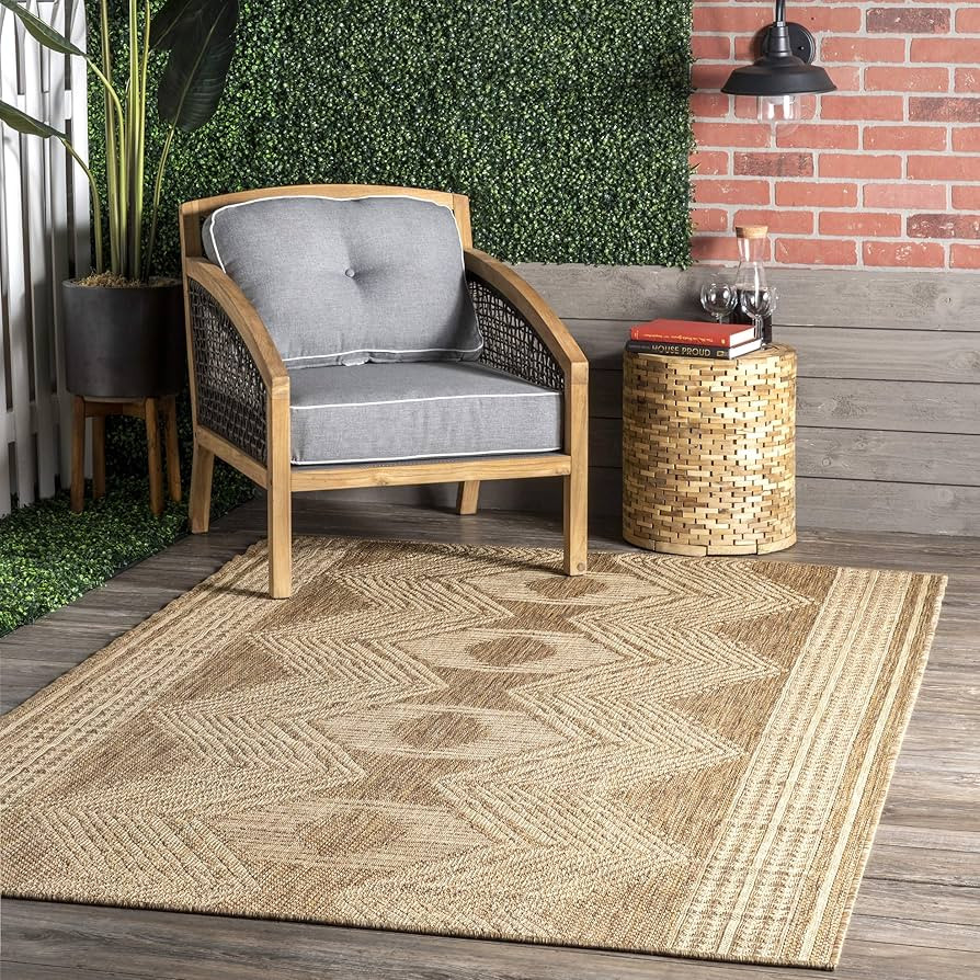 nuLOOM Ranya Tribal Indoor/Outdoor Area Rug, 6' 7" x 9', Light Brown | Amazon (US)