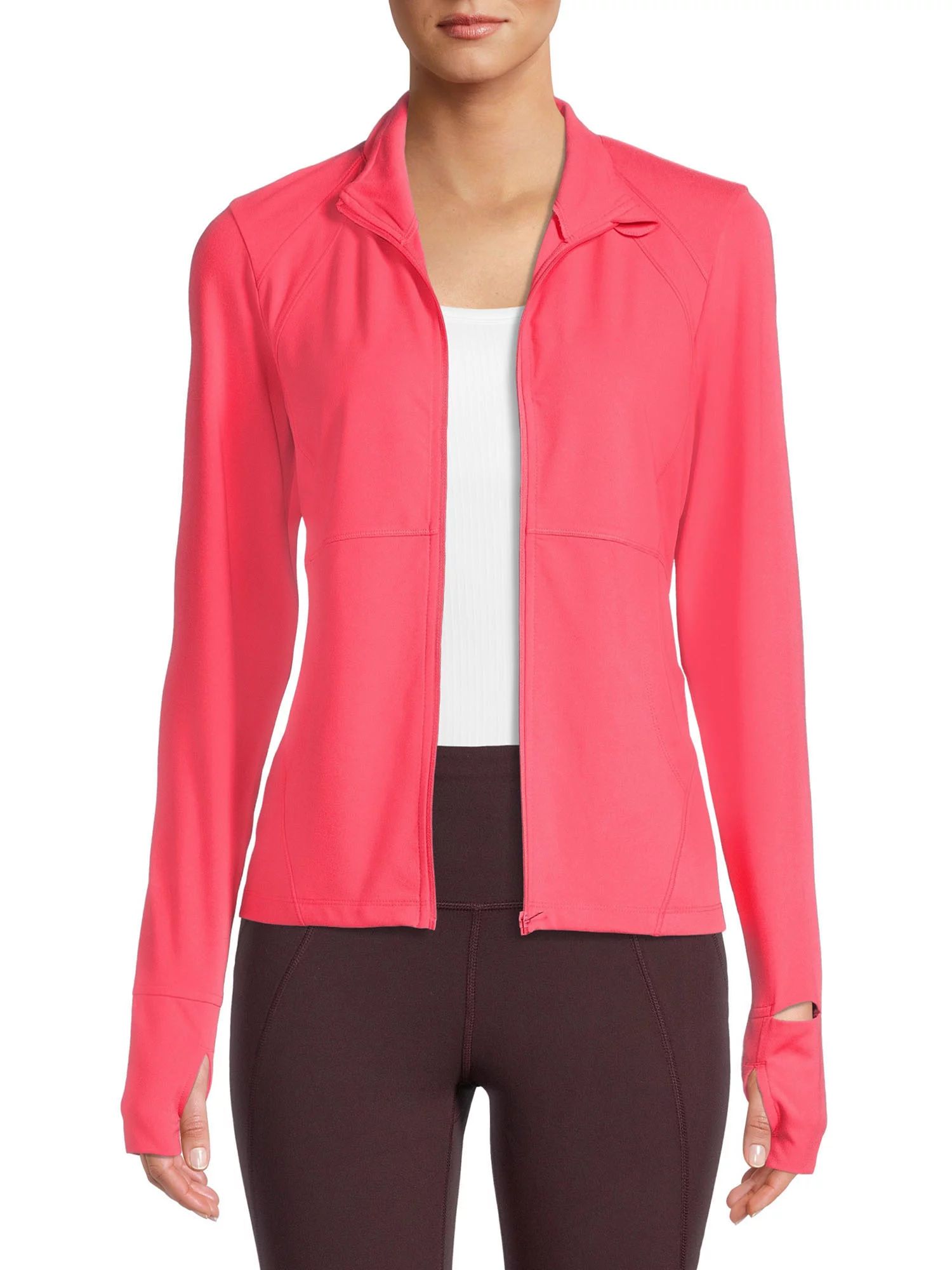 Avia Women's Active Full Zip Long Sleeve Jacket with Thumbholes and Sport Watch Opening - Walmart... | Walmart (US)