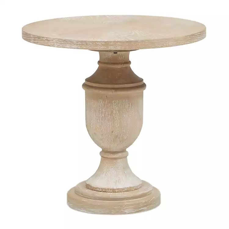 New! Cream Round Pedestal Accent Table | Kirkland's Home