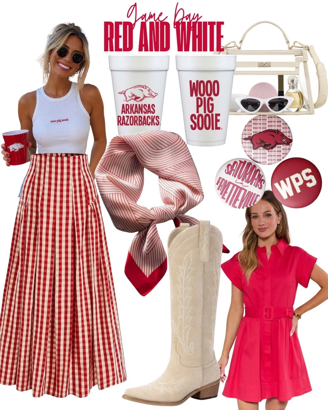 Red and white game day OOTD

Tailgate ootd 
Razorback game day

#LTKootd
