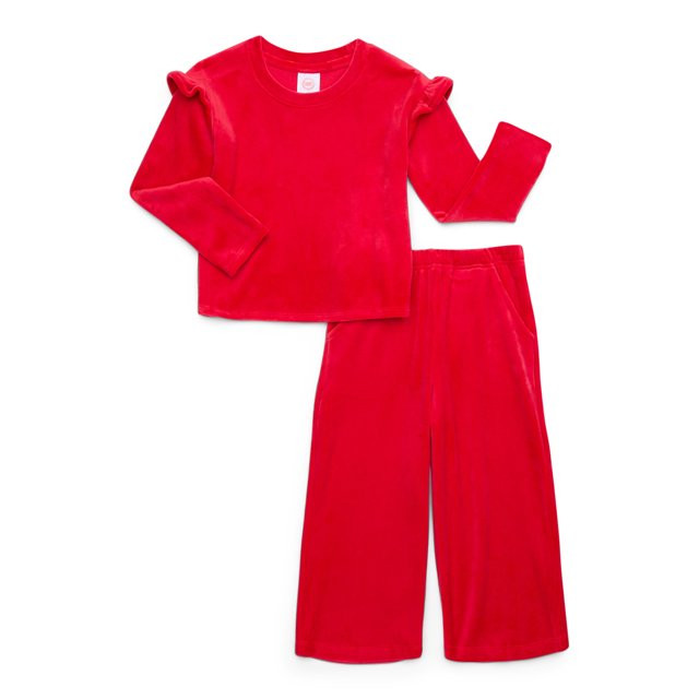 Wonder Nation Toddler Girl Velour Top and Pants Set, Sizes 12 Months-5T | Walmart (US)