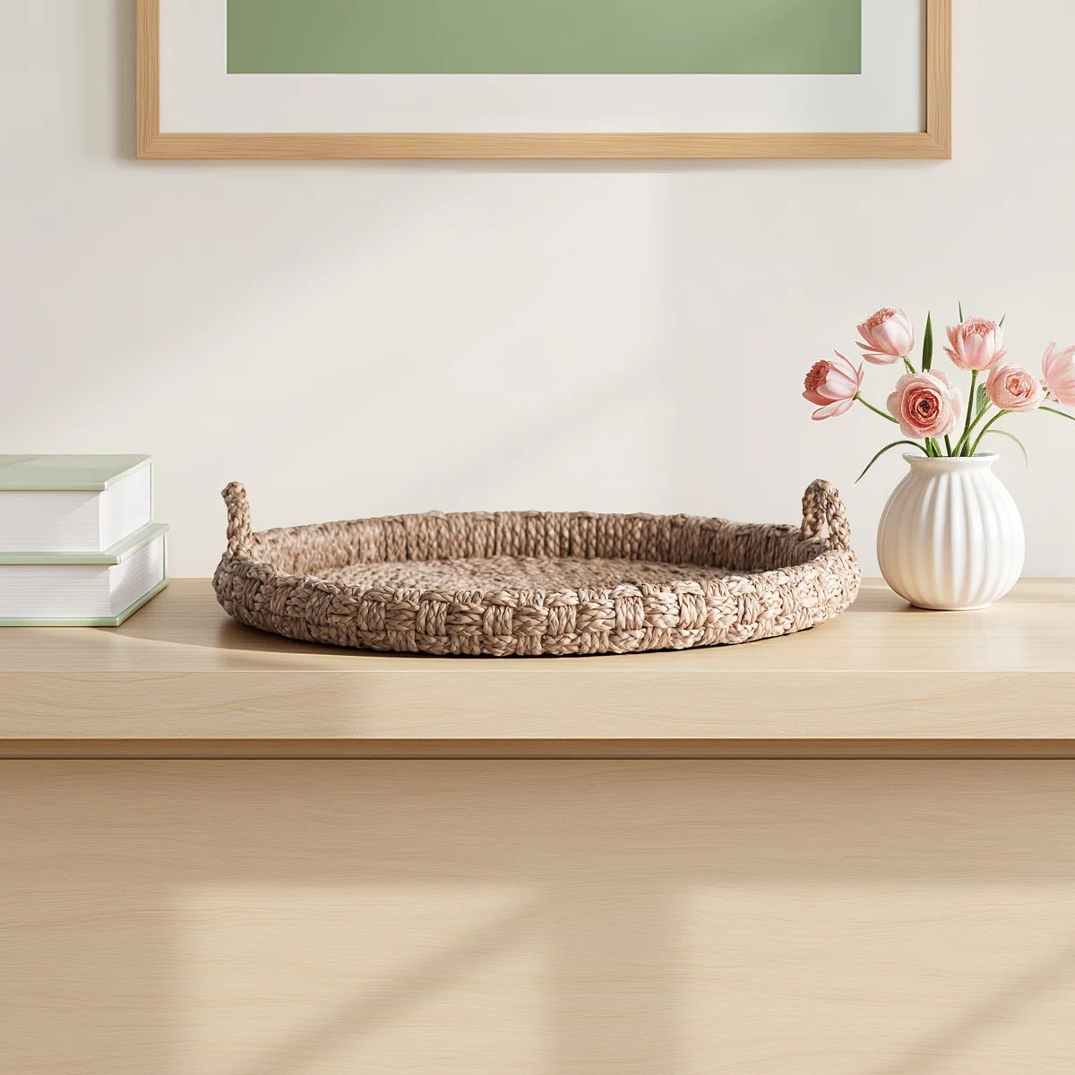 Round Braided Bankuan Tray with Handles | Wayfair North America