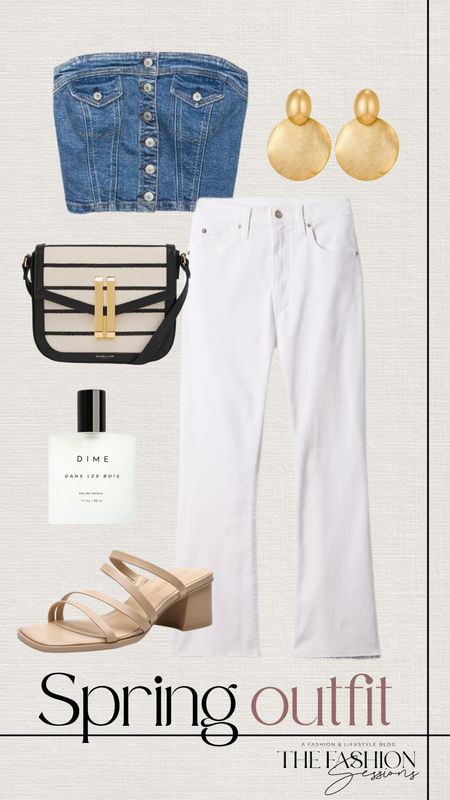 Tube top | Jean shirt | Jean top | Denim top | White pants | purse | heels | spring outfit | Tracy | The Fashion Sessions 

#LTKover40 #LTKstyletip #LTKfindsunder100