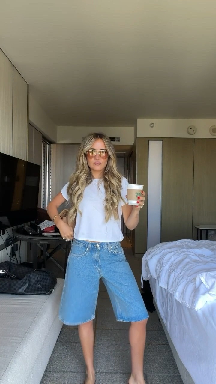 Jorts, white tee, outfit idea, summer style

#LTKSeasonal #LTKPetite #LTKootd