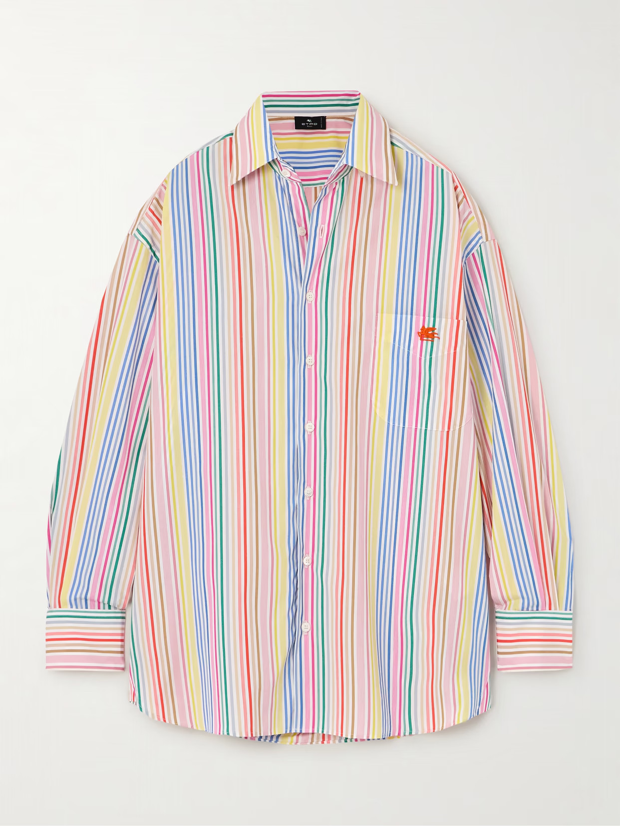 Etro - Logo-embroidered Striped Cotton-poplin Shirt - Multi | NET-A-PORTER (US)