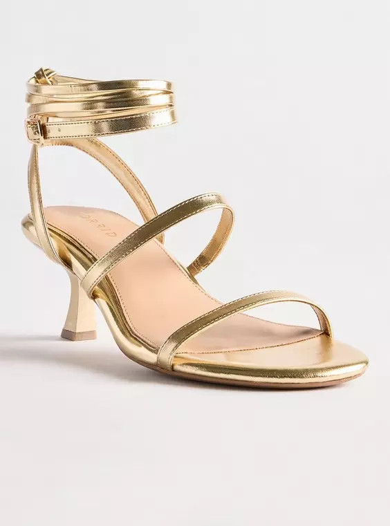 Strappy Wrap Heeled Sandal (WW) in Gold | Torrid (US & Canada)