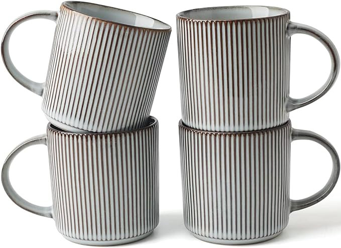 famiware Coffee Mug Set for 4, Star 12 oz Catering Mugs Cup Set with Handle for Coffee, Tea, Coco... | Amazon (US)