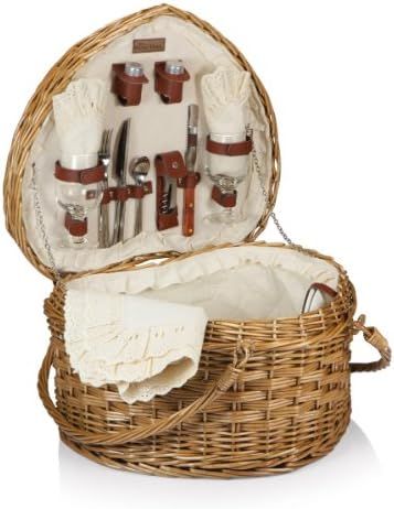 Picnic Time 'Heart' Willow Picnic Basket with Deluxe Service for Two | Amazon (US)