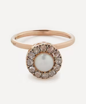 18ct Rose Gold Beirut Pearl and Diamond Ring | Liberty London (UK)