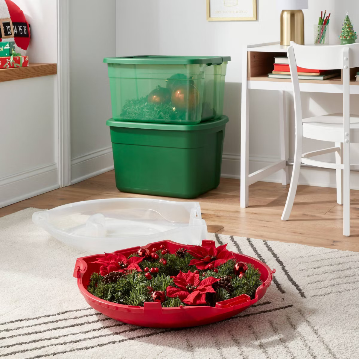 24" Latching Wreath Storage - Brightroom™: Red Plastic Utility Storage Tub, 48.9 Volume, Nestin... | Target