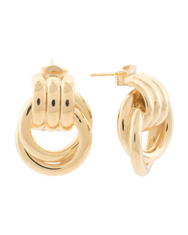 Made In Italy 18kt Gold Plated Doorknocker Earrings | TJ Maxx