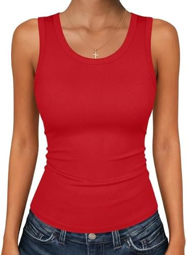 Zeagoo Womens Tank Tops 2026 Scoop Neck Ribbed Sleeveless Top Casual Basic Slim Fitted Knit Cami ... | Amazon (US)
