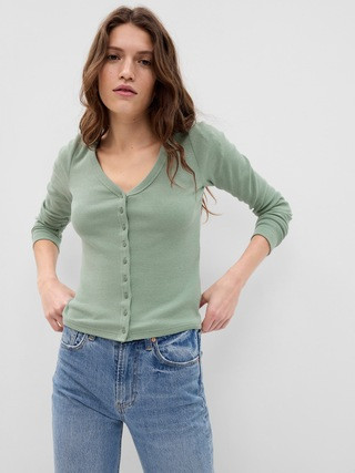 Cropped Rib Cardigan | Gap (US)