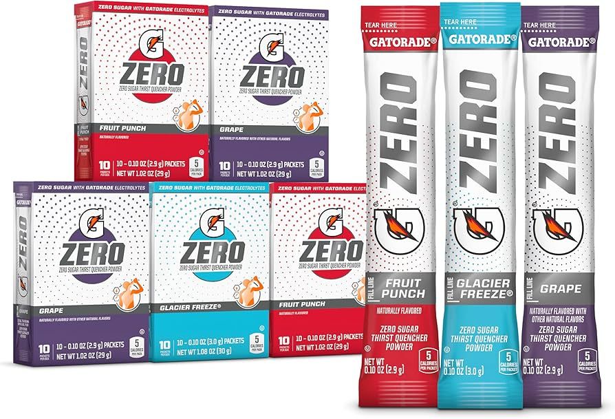 Gatorade G Zero Powder, Fruit Punch Variety Pack, 0.10oz Individual Packets - 10 Count (Pack of 5... | Amazon (US)