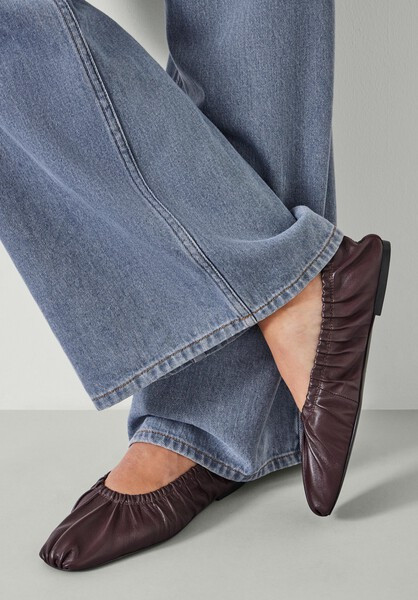 Ruby Ruched Leather Ballet Flats | Hush UK