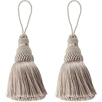 Fenghuangwu Colorful Tassel Key Tassel DIY Accessories for Curtain and Home Decoration-khaki-2PCS | Amazon (US)