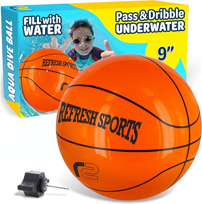 Aqua Dive Ball 9" Basketball – Underwater Pool Game for Kids All Ages – Fun Water Toy to Drib... | Amazon (US)