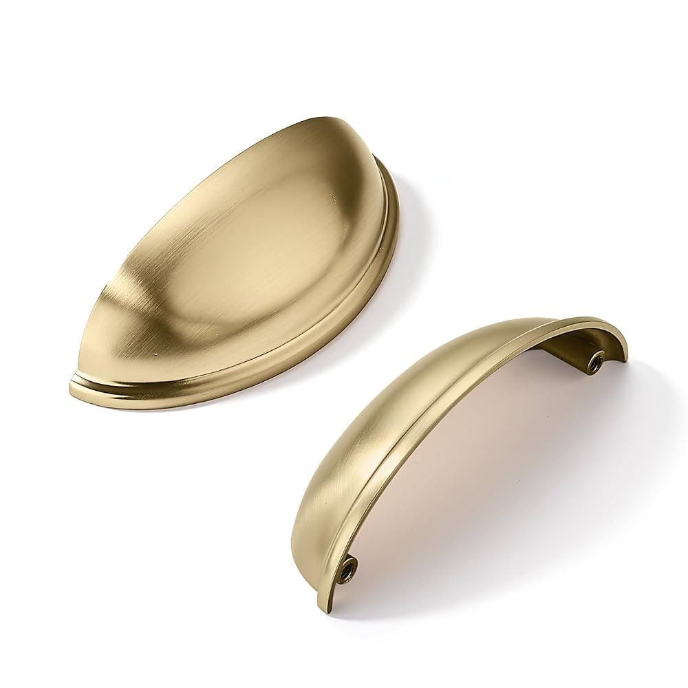khtumeware 10 Pack 3" Gold Drawer Pulls Brushed Brass Cabinet Cup Pulls Kitchen Hardware Cabinet ... | Amazon (US)