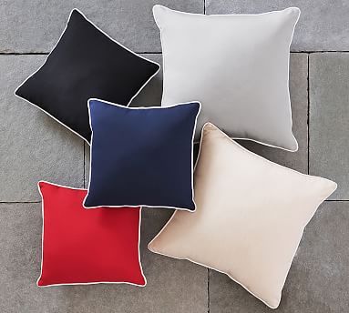 Sunbrella® Contrast Piped Solid Indoor/Outdoor Pillows | Pottery Barn (US)