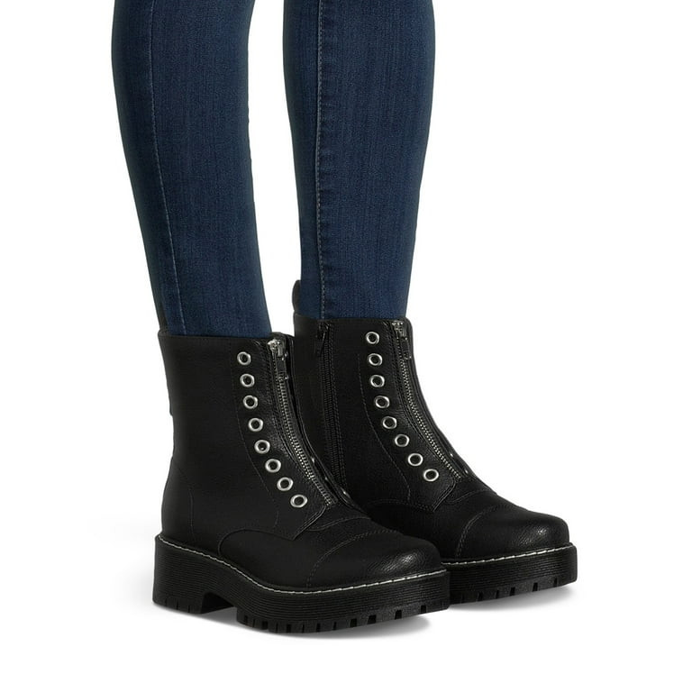 No Boundaries Women's Zip Front Combat Boots | Walmart (US)