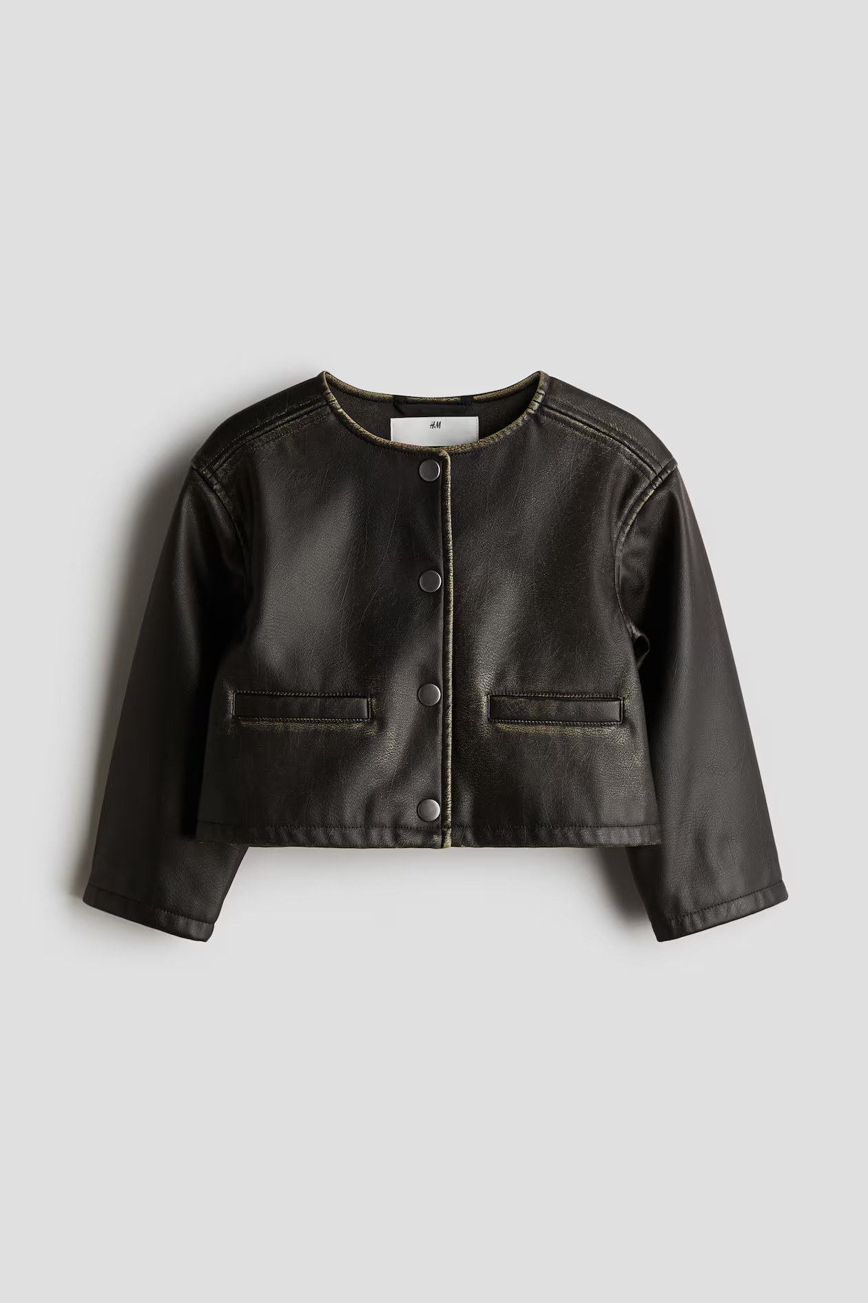 Coated Jacket - Round Neck - Long sleeve - Black - Kids | H&M US | H&M (US + CA)