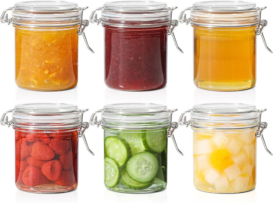 ComSaf 8oz Glass Jars with Airtight Lids (Set of 6), Cylindrical Jelly & Spice Jars for Pantry Or... | Amazon (US)