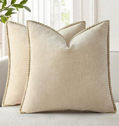 decorUhome Summer Chenille Soft Cozy Throw Pillow Covers 18x18 Set of 2, Modern Farmhouse Boho Ve... | Amazon (US)