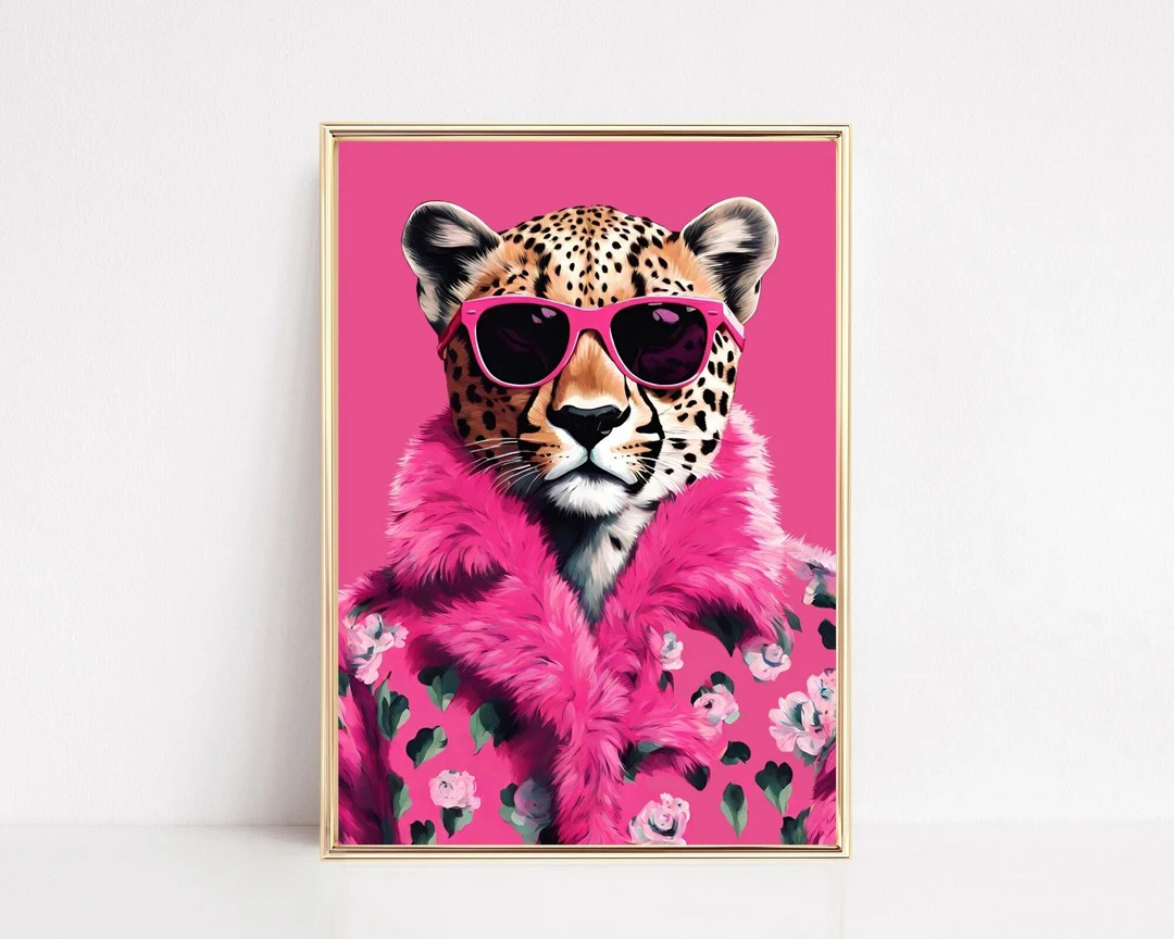 Leopard Fashion Art Print Leopard Painting Funky Leopard Poster Fashion Animal Portrait Printable... | Etsy (US)