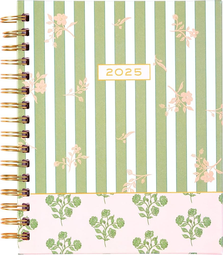 2025 Eccolo Spiral Agenda Planner, Floral Stripes, Weekly & Monthly Pages, 12 Month, Sticker Shee... | Amazon (US)