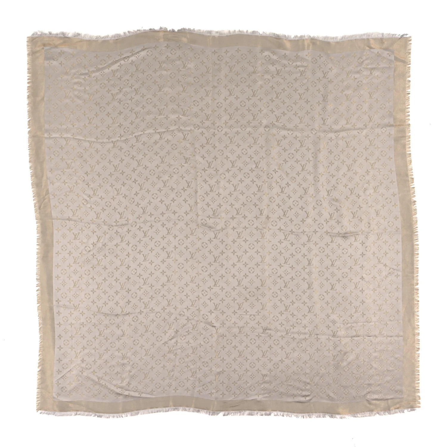 Silk Lurex Wool Monogram Shine Shawl Greige | FASHIONPHILE (US)