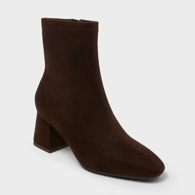 Women's Kelsey Microsuede Ankle Boots - A New Day™ Chocolate 8.5 | Target