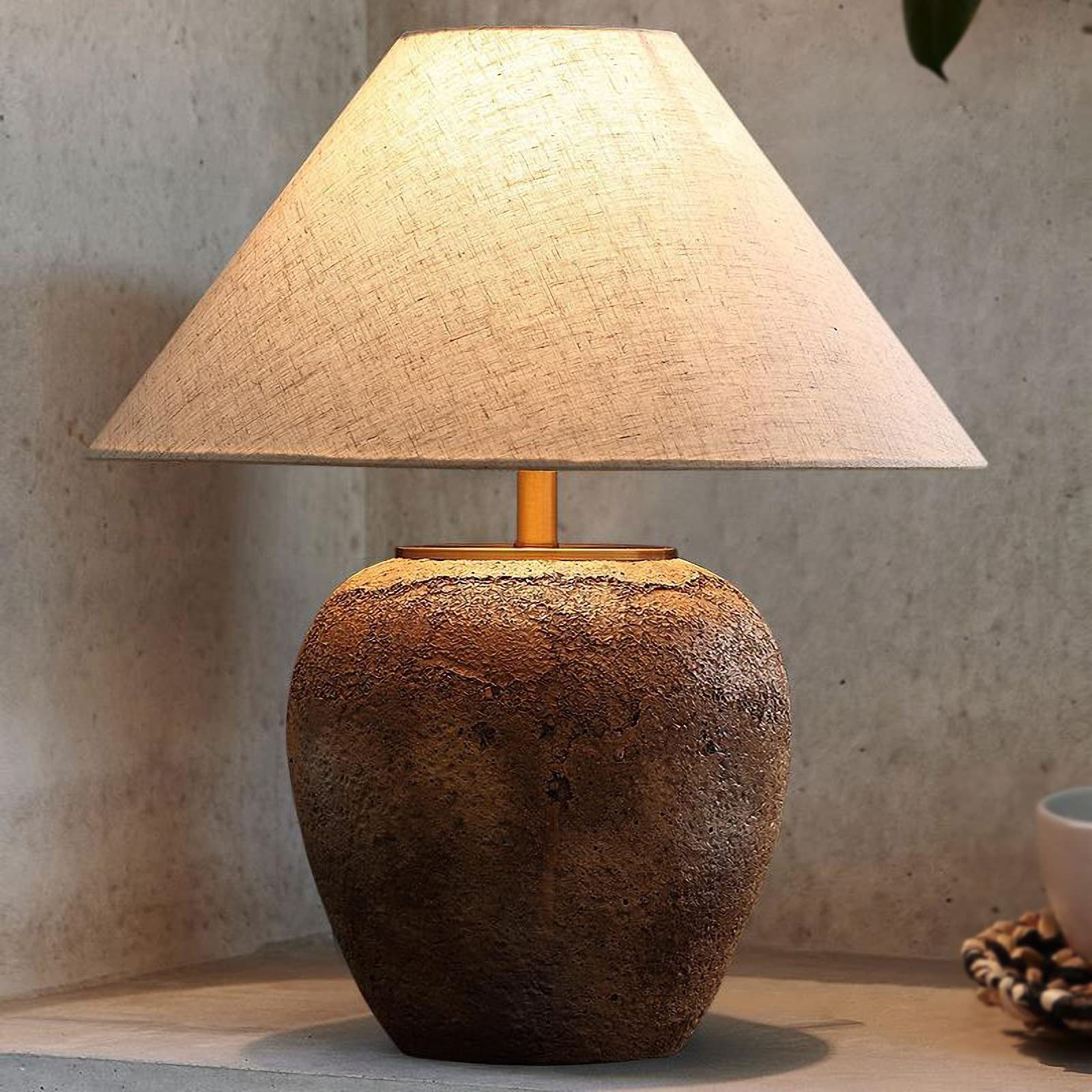 Rustic Farmhouse Clay Pot Table Lamps 19.6" Tall Ceramic Table Lamp, American Southwestern Textur... | Amazon (US)