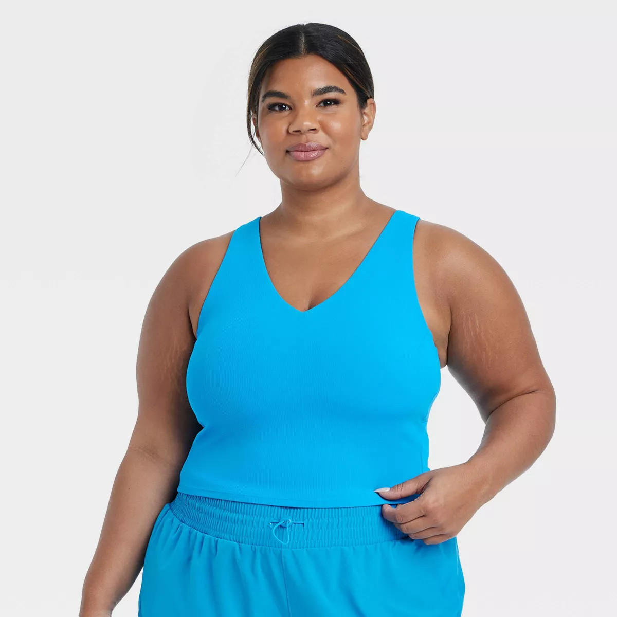 Women's Flex Light Support Rib V-Neck Crop Sports Bra - All In Motion™ | Target
