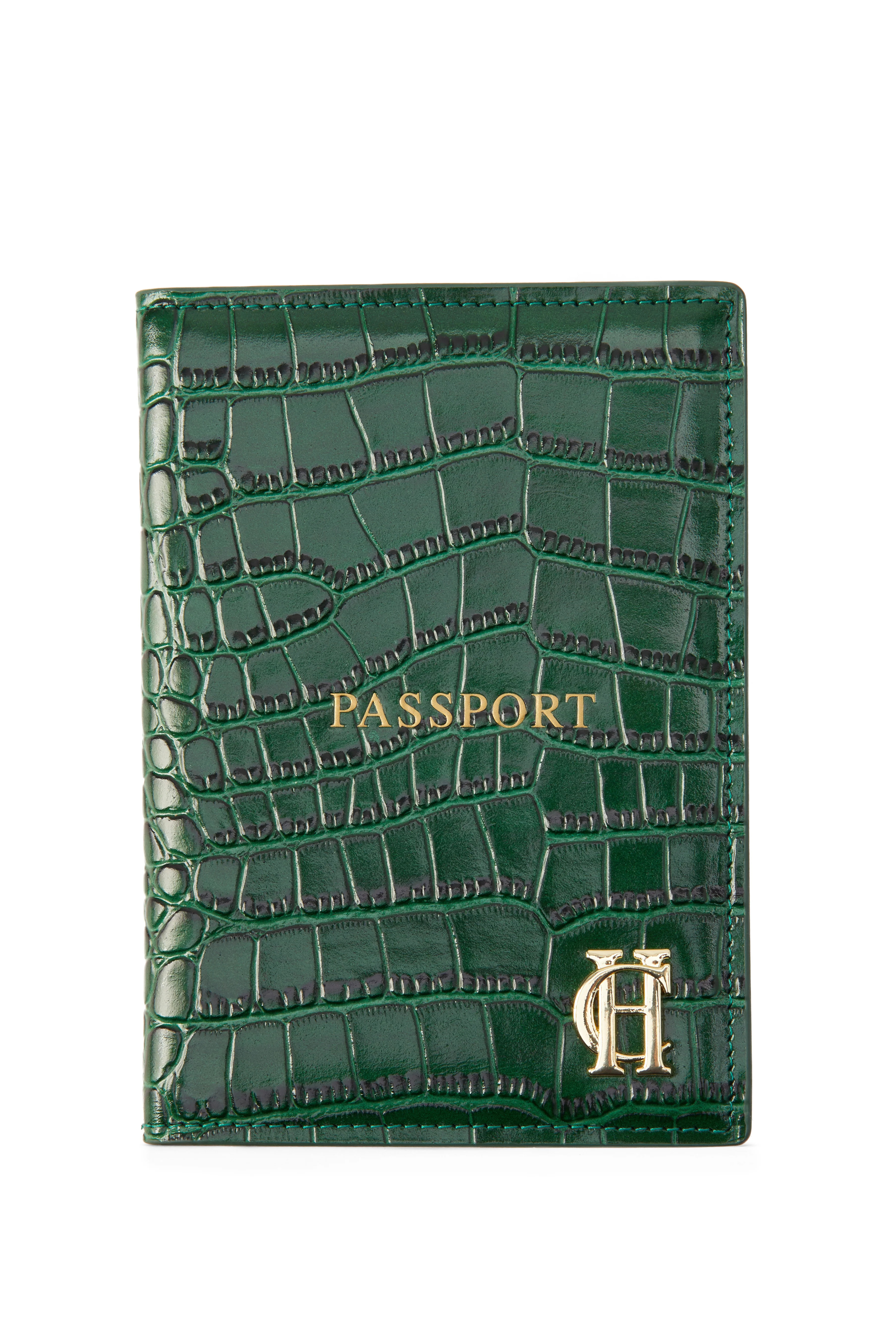 Chelsea Passport Holder (Emerald Croc) | Holland Cooper