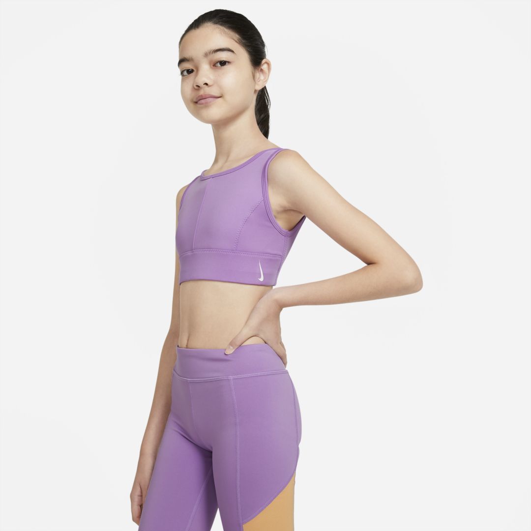 Nike Swoosh Luxe Big Kids' (Girls') Longline Sports Bra Size M (Purple) CZ4150-589 | Nike (US)