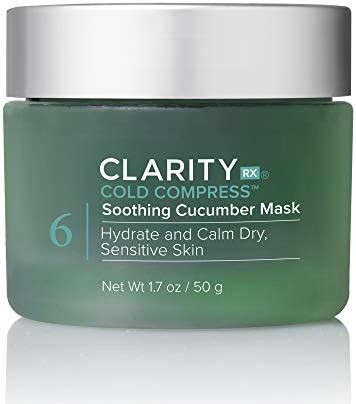 Amazon.com: ClarityRx Cold Compress Soothing Cucumber Mask, Plant Based Cooling Facial Treatment ... | Amazon (US)