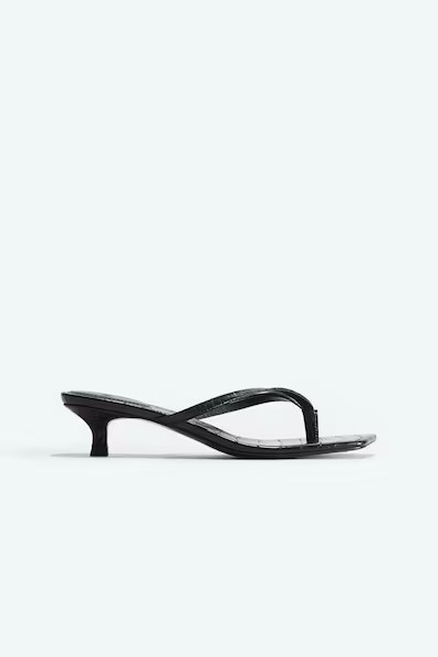 H & M - Kitten-heeled sandals - Black | H&M (UK, MY, IN, SG, PH, TW, HK)