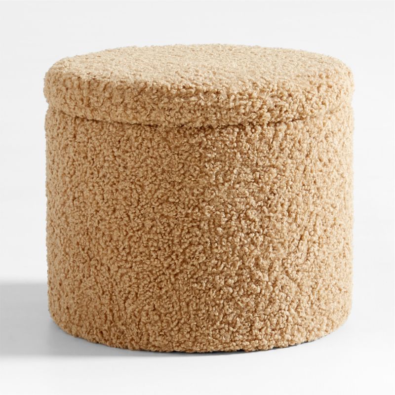 Dot Light Brown Sherpa Kids Storage Ottoman and Stool + Reviews | Crate & Kids | Crate & Barrel