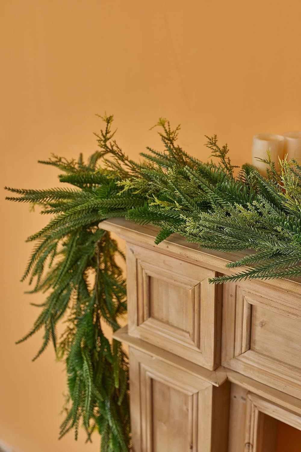 Clycaloor 7.3ft Handmade Christmas Garland,Artificial Cypress Cedar Pine Needles Greenery Seasona... | Amazon (US)