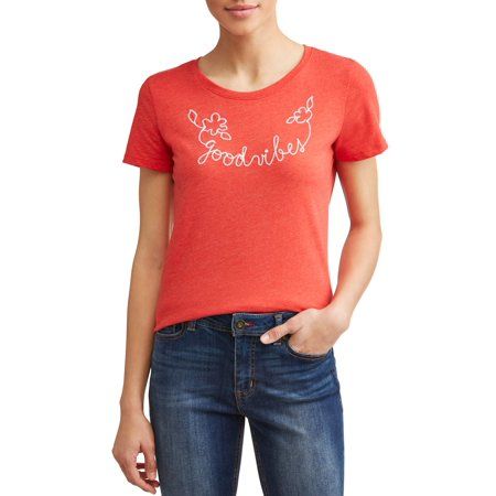 Good Vibes Short Sleeve Graphic Tee Women's | Walmart (US)