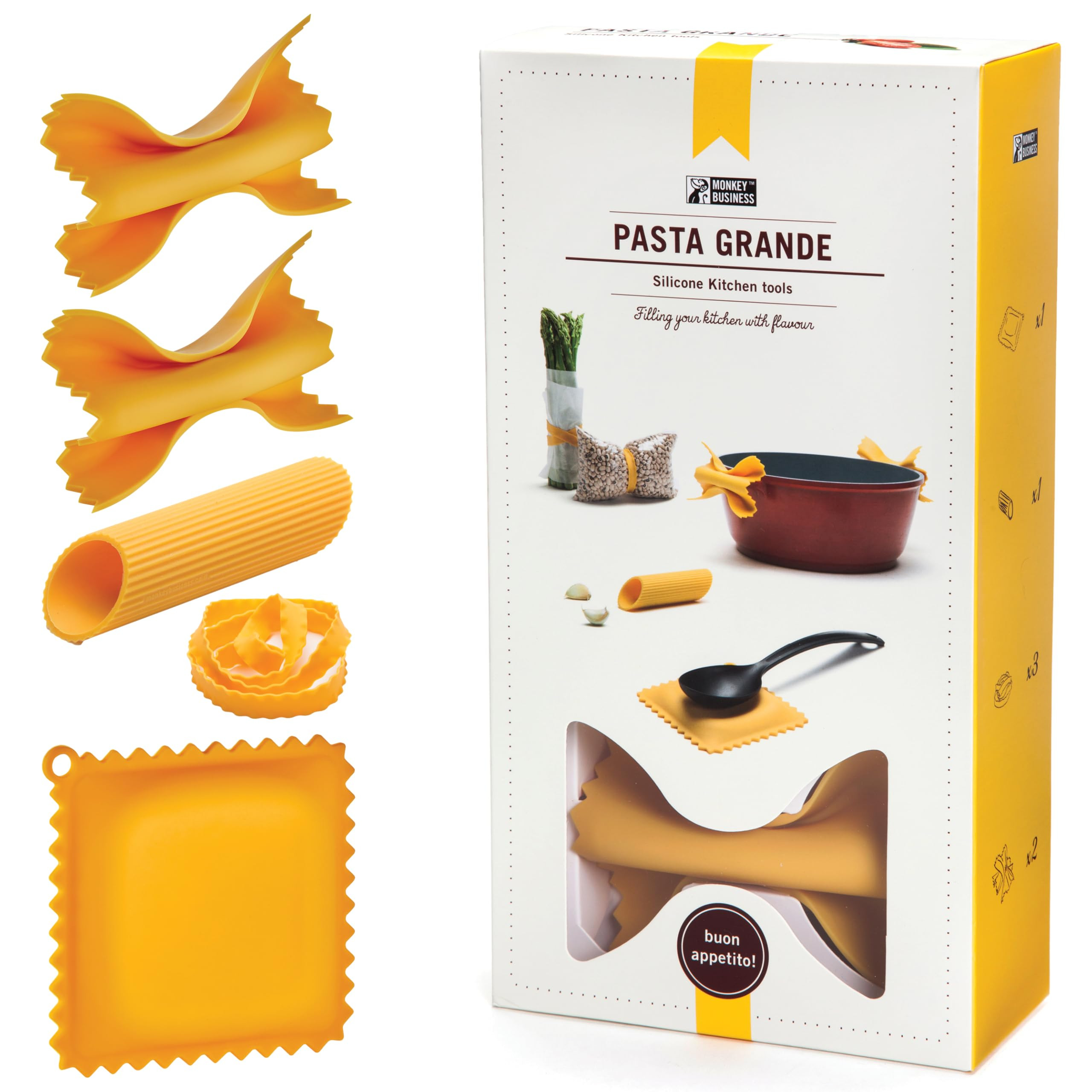 Pasta Grande - Fun Pasta Shaped Silicone Kitchen Tools in a Gift Box / 4 of our Pasta-shaped kitc... | Amazon (US)