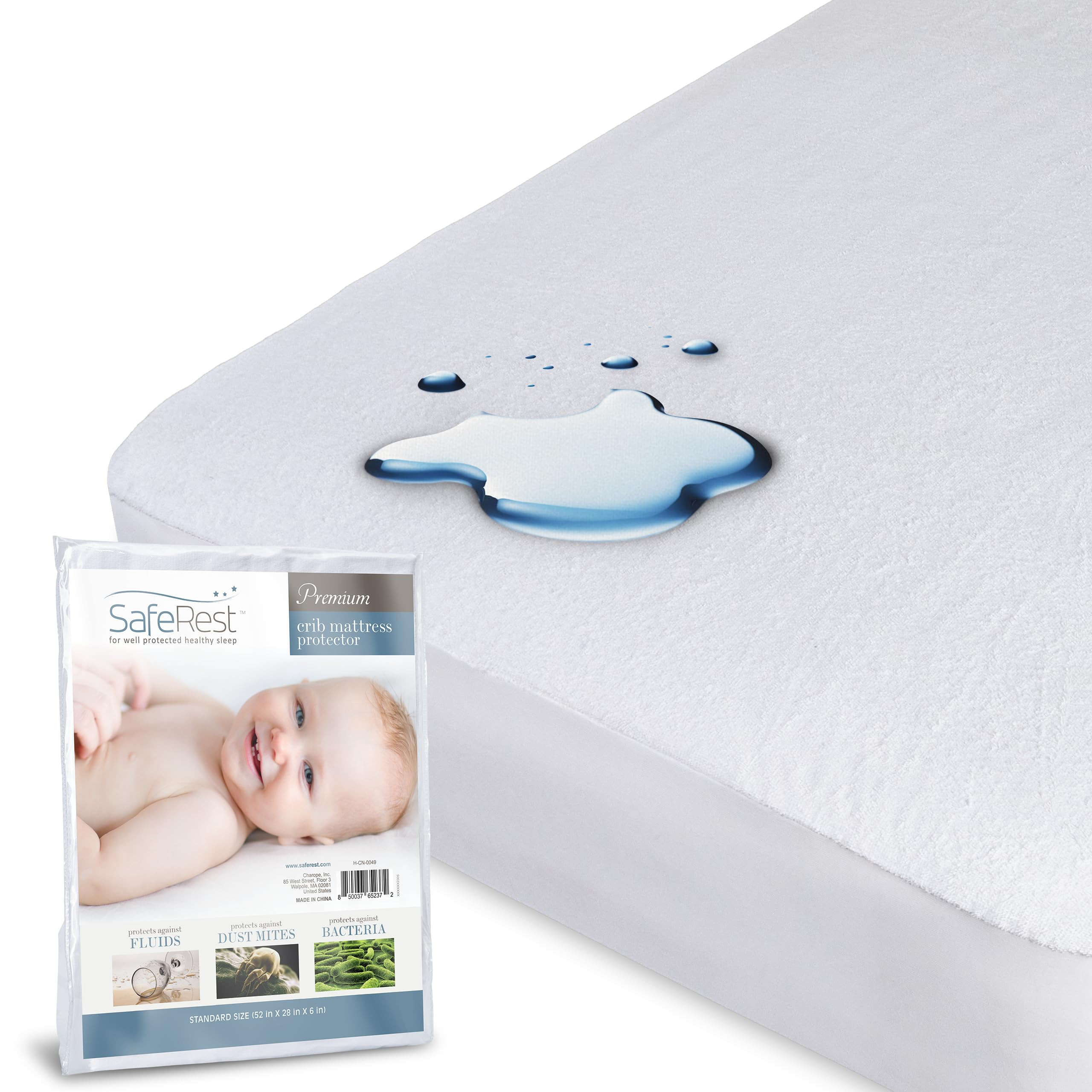 SafeRest 100% Waterproof Crib Size Mattress Protector - Fitted with Stretchable Pockets - Machine... | Amazon (US)