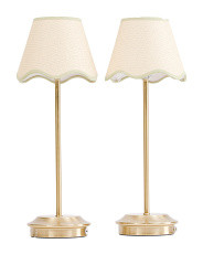 2pk 18in Rechargeable Gold Tone Plated Brass Rattan Table Lamps | Lighting | Marshalls | Marshalls